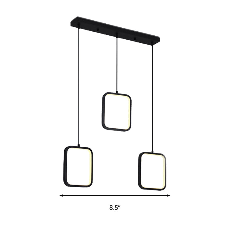 Contemporary Black/White Square Drop Pendant Led Acrylic Ceiling Light Fixture - Warm/White Lighting