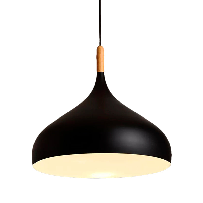 Metallic Dome Pendant Lamp - Simple Style 1 Head Black/White Ideal For Dining Rooms Available In