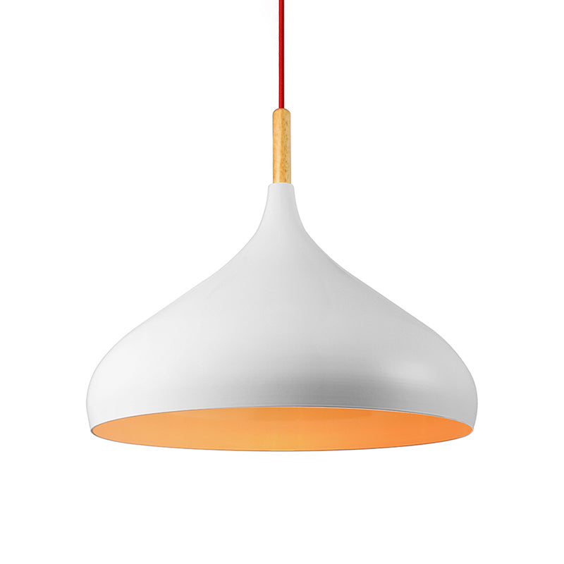 Metallic Dome Pendant Lamp - Simple Style 1 Head Black/White Ideal For Dining Rooms Available In