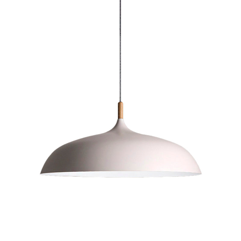 Black/White Retro Dome Pendant Light Fixture With Adjustable Cord - Kitchen Hanging Lamp