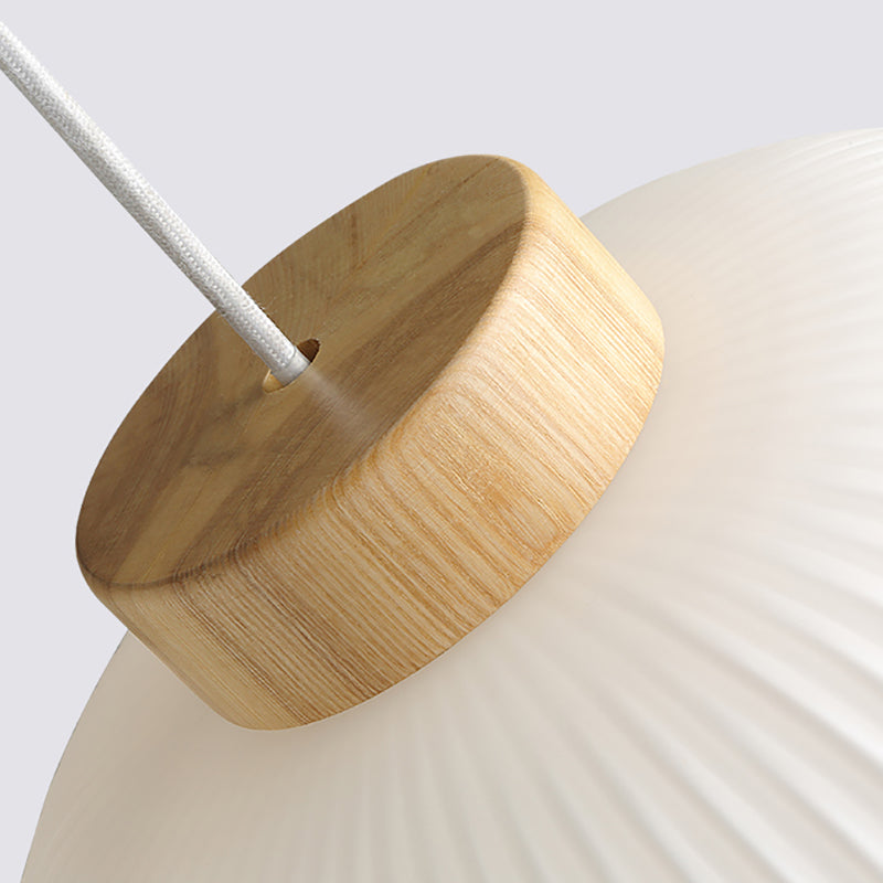 Modern 1-Light Milk Glass Ribbed Cylinder Pendant Light For Restaurants - 5.5 8 12 Diameter White