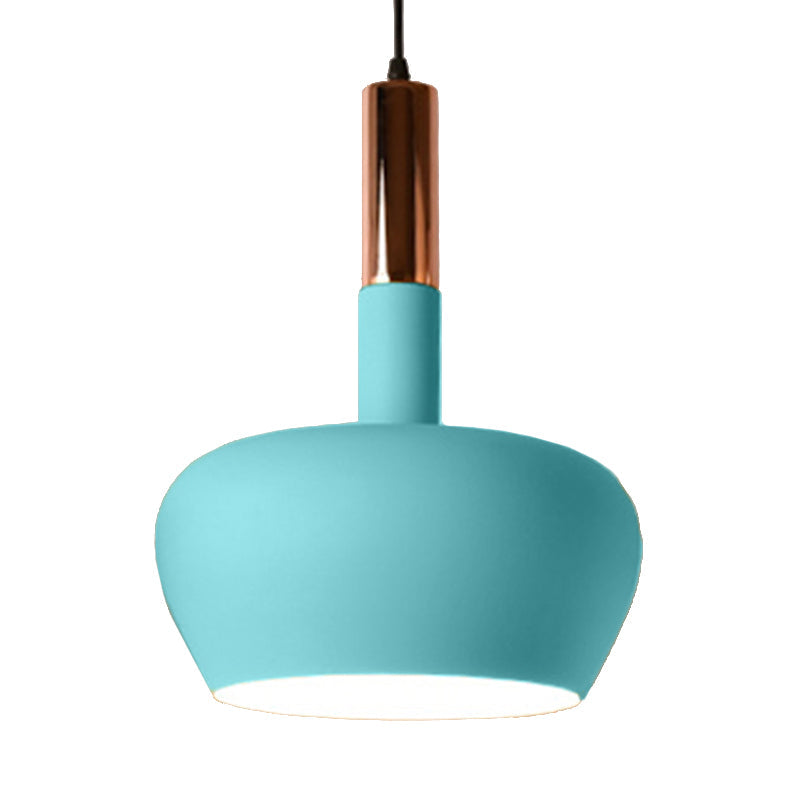 Modern Hanging Wine Glass Pendant Light - 1 Blue/Pink/Yellow Suspension