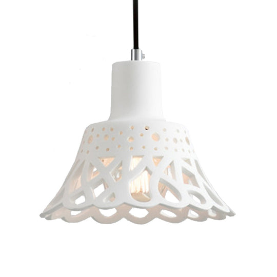 Nordic Style Concrete Pendant Lighting: Etched 1-Light Grey/White/Yellow Hanging Light With