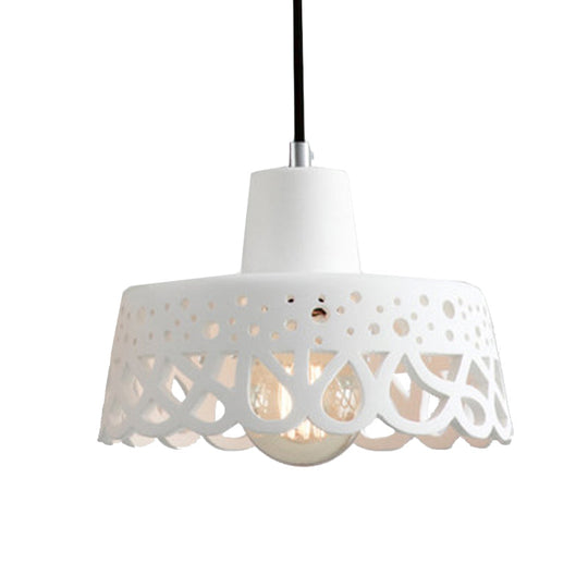 Nordic Style Concrete Pendant Lighting: Etched 1-Light Grey/White/Yellow Hanging Light With