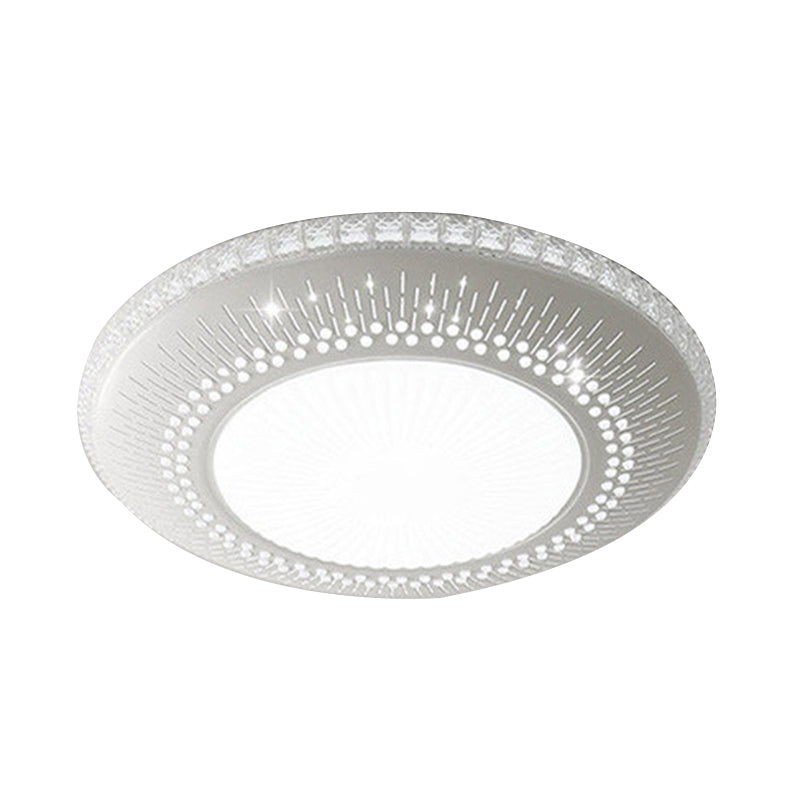 Contemporary Crystal Accent Led Ceiling Lamp - 21’/25’ Round Shade Flush Mount Fixture White Light