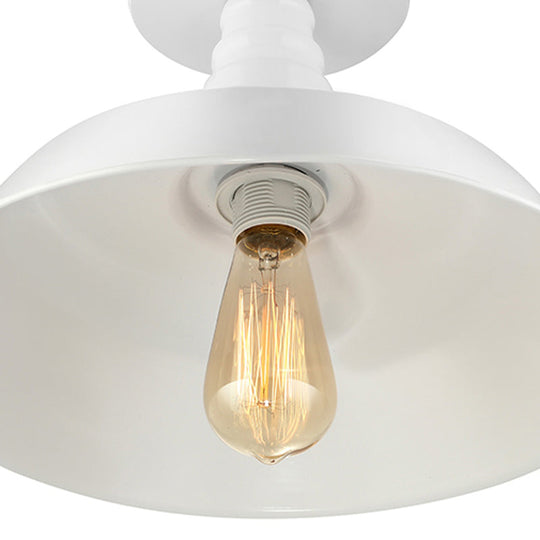 Vintage Iron Barn Dining Room Ceiling Light Fixture - 1 Black/White Semi Flush 10’ 14’ Or 18’