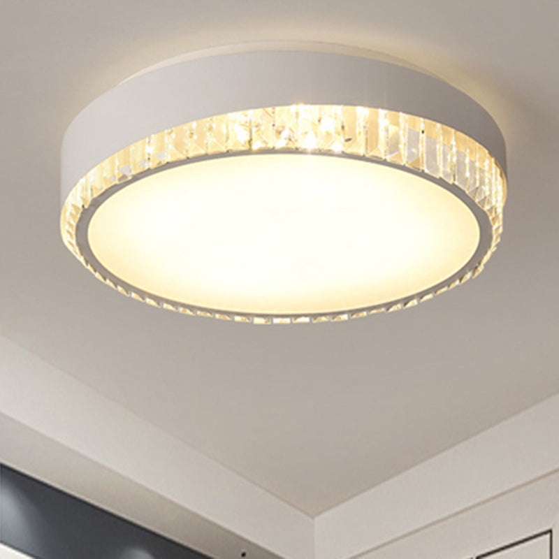 Modern 16.5/20.5 Wide Round Flush Mount Lighting With Crystal Accent For Bedroom White / 16.5 Warm