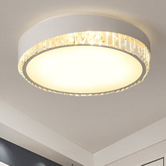 Modern 16.5/20.5 Wide Round Flush Mount Lighting With Crystal Accent For Bedroom White / 16.5 Warm