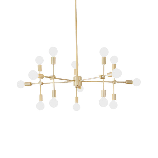 Industrial Metal Bulb Chandelier: Open Design 9/12 Lights Black/Brass Pendant Lighting For Dining