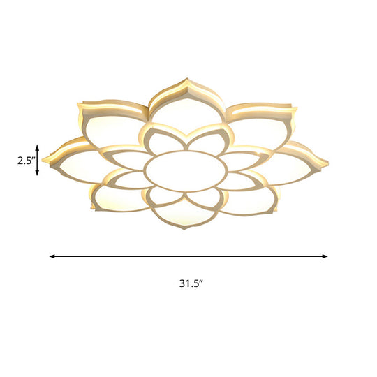 Modern Metal Flower Flush Mount Ceiling Light Led Integrated White Warm/White Various Sizes