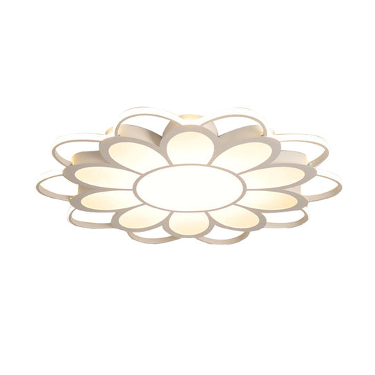 Contemporary Led Ceiling Light: 20.5/27/31.5 Dia White Metal Flush Mount Fixture For Living Room