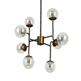Industrial 8/9-Light Black/Chrome Clear Glass Globe Chandelier Pendant For Living Room