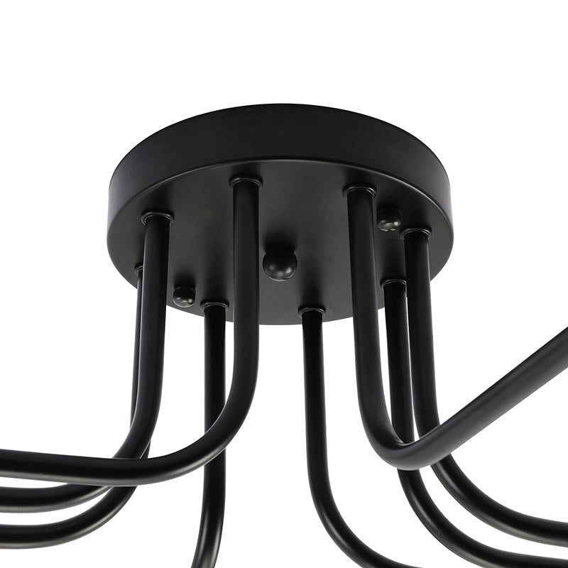 Vintage Metallic Semi Flush Light With Sputnik Design In Antique Brass/Black - Exposed Ceiling