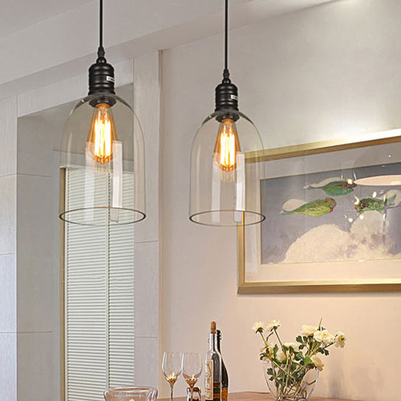 Modern Black Jug-Shaped Pendant Ceiling Light - Clear Glass 1-Light Hanging Lamp For Coffee Shops