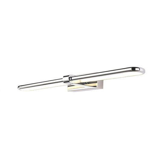 Modern Stainless Steel Led Wall Lamp With Acrylic Oval Shade - Chrome Vanity Lighting Fixture