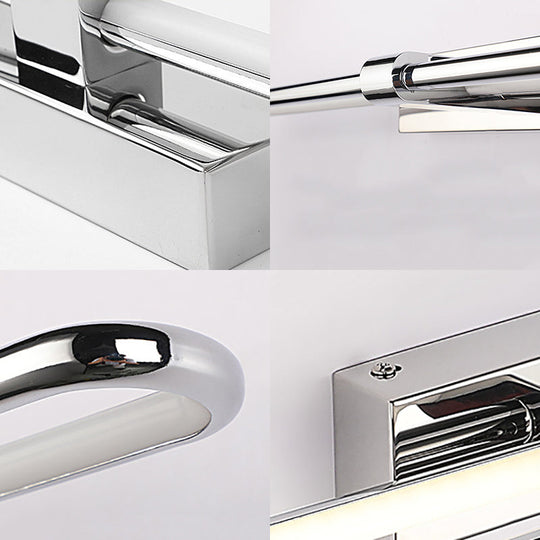 Modern Stainless Steel Led Wall Lamp With Acrylic Oval Shade - Chrome Vanity Lighting Fixture