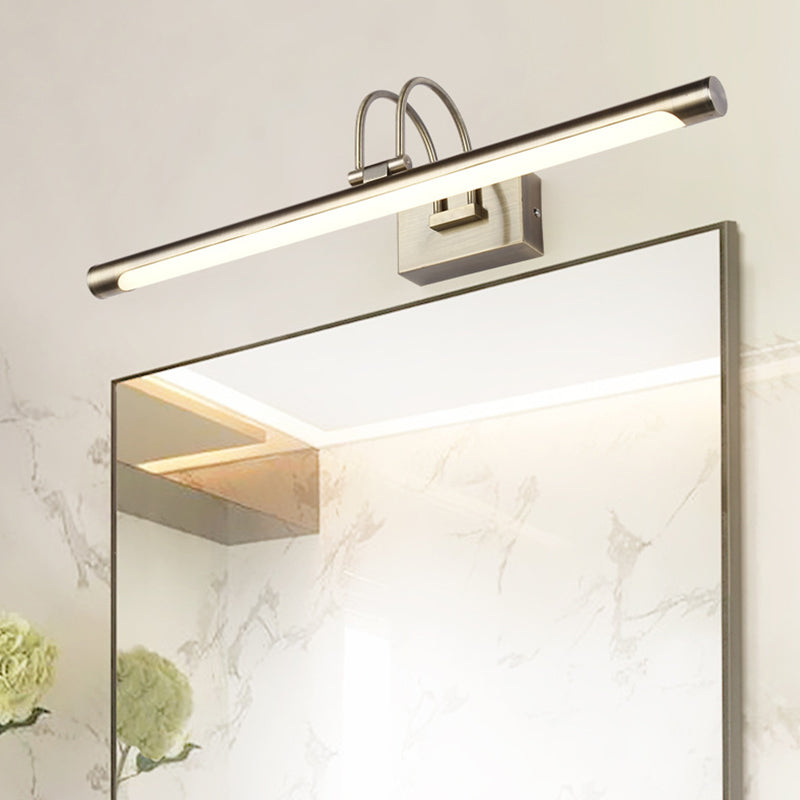 Modern Metallic Arc Led Vanity Light Fixture With Acrylic Shade - 16.5/20.5 W Nickel Finish / 16.5