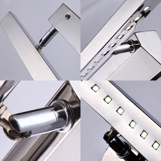 Modern Stainless Steel Wall Sconce Light - 16/19.5 Rectangular Led Vanity With Chrome Finish And