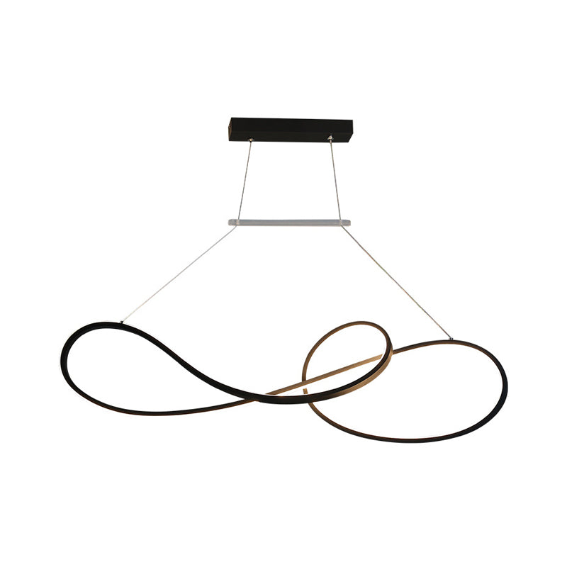 Nordic Style Metal Twisted Line Pendant Chandelier - Black/White/Gold Led Dining Room Lighting