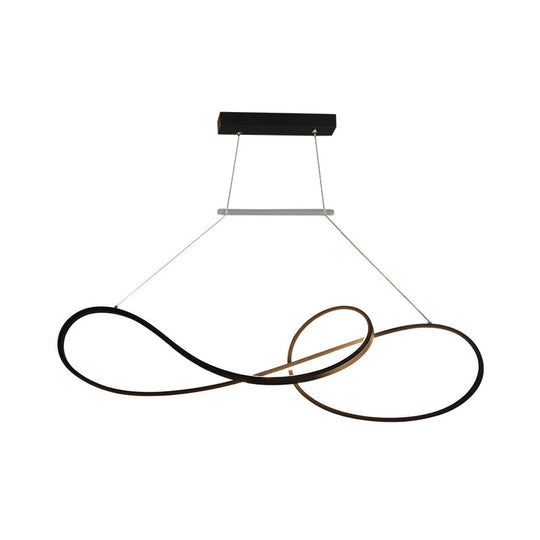 Nordic Style Metal Twisted Line Pendant Chandelier - Black/White/Gold Led Dining Room Lighting
