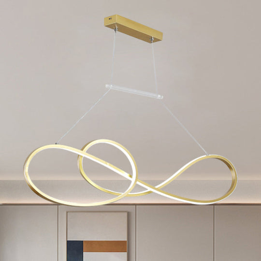 Nordic Style Metal Twisted Line Pendant Chandelier - Black/White/Gold Led Dining Room Lighting