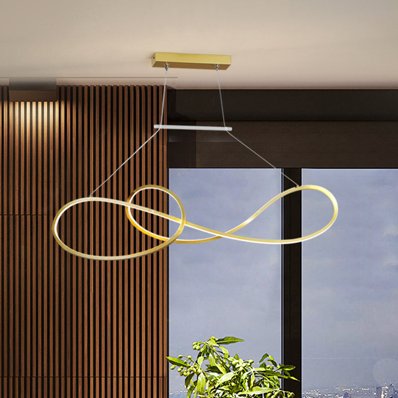 Nordic Style Metal Twisted Line Pendant Chandelier - Black/White/Gold Led Dining Room Lighting
