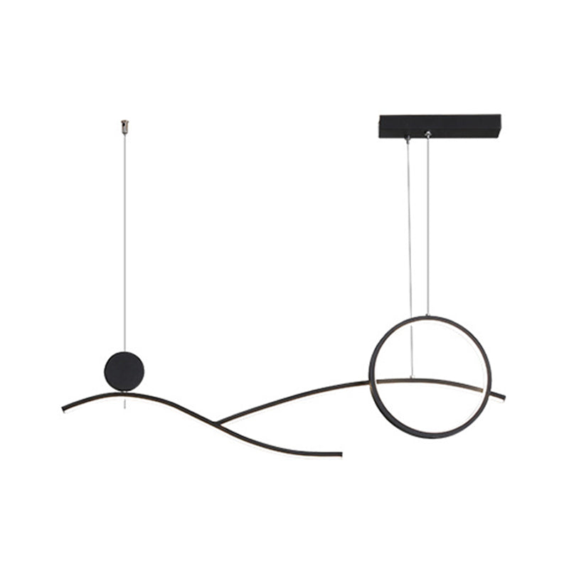 Simplicity Metallic Led Hanging Chandelier - Circle And Branch Down Lighting In Warm/White Light