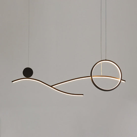 Simplicity Metallic Led Hanging Chandelier - Circle And Branch Down Lighting In Warm/White Light