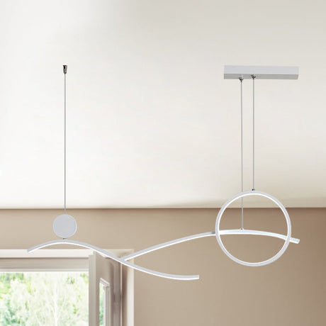 Simplicity Metallic Led Hanging Chandelier - Circle And Branch Down Lighting In Warm/White Light