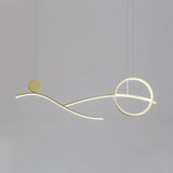 Simplicity Metallic Led Hanging Chandelier: Circle & Branch Down Lighting Black/White/Gold