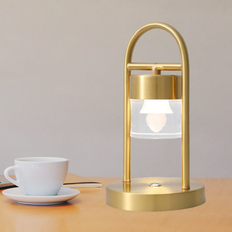 Nusakan - Simplicity Clear Glass Led Desk Light With U-Shaped Metal Frame Gold