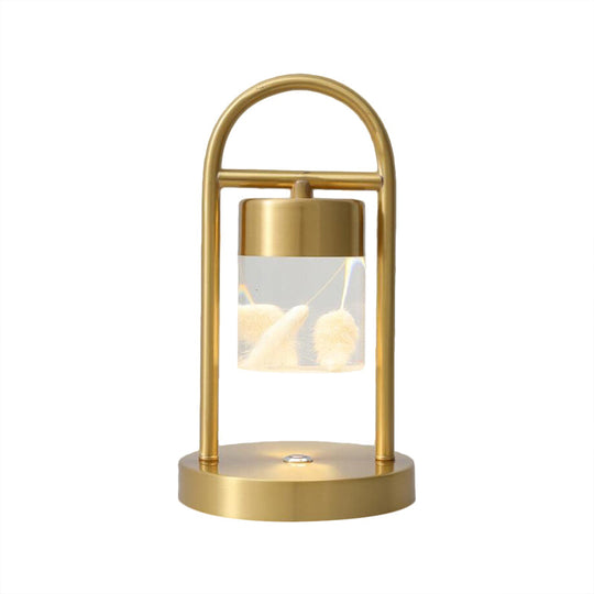 Nusakan - Simplicity Clear Glass Led Desk Light With U-Shaped Metal Frame Gold