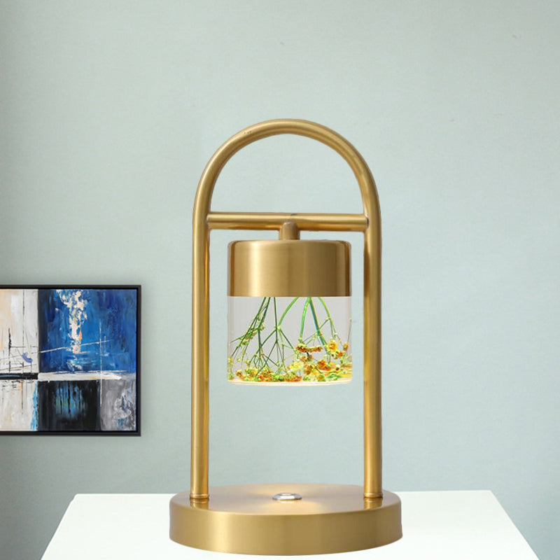 Nusakan - Simplicity Clear Glass Led Desk Light With U-Shaped Metal Frame Gold