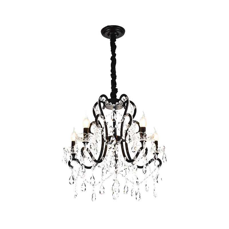 Modern Black Bedroom Chandelier - 4/5 Light Crystal Stands Swag Hanging Ceiling Fixture