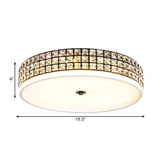 Modern White Crystal Led Round Flushmount Ceiling Light - 16’/19.5’ Wide
