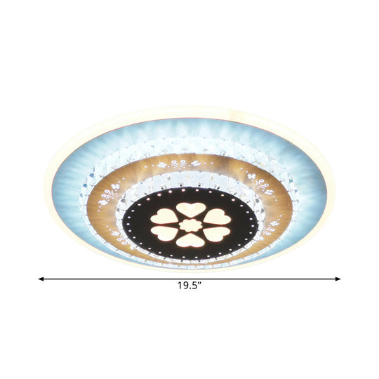 Led Flush Mount Ceiling Light - Crystal White Gardenia/Loving Heart/Windmill Design For Bedroom