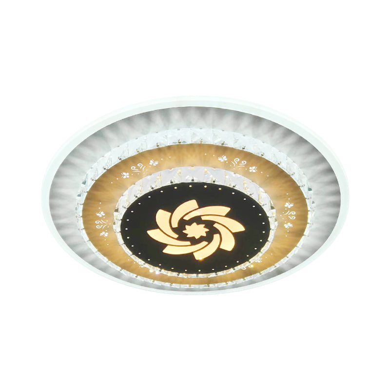Led Flush Mount Ceiling Light - Crystal White Gardenia/Loving Heart/Windmill Design For Bedroom