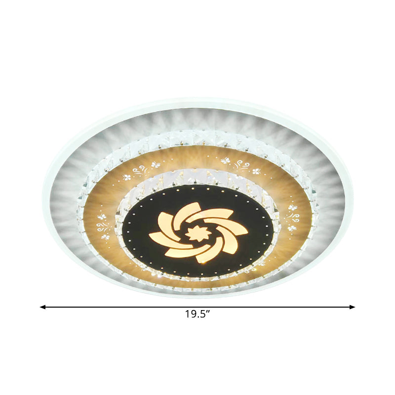 Led Flush Mount Ceiling Light - Crystal White Gardenia/Loving Heart/Windmill Design For Bedroom