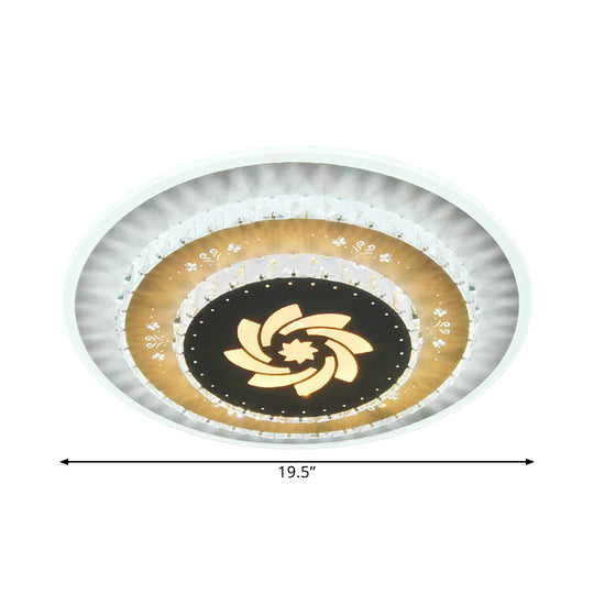 Led Flush Mount Ceiling Light - Crystal White Gardenia/Loving Heart/Windmill Design For Bedroom