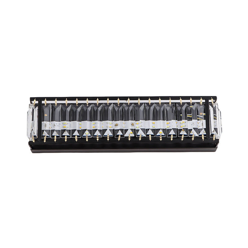 Modern Led Crystal Rectangular Sconce: Black Wall Mounted Bedside Lighting