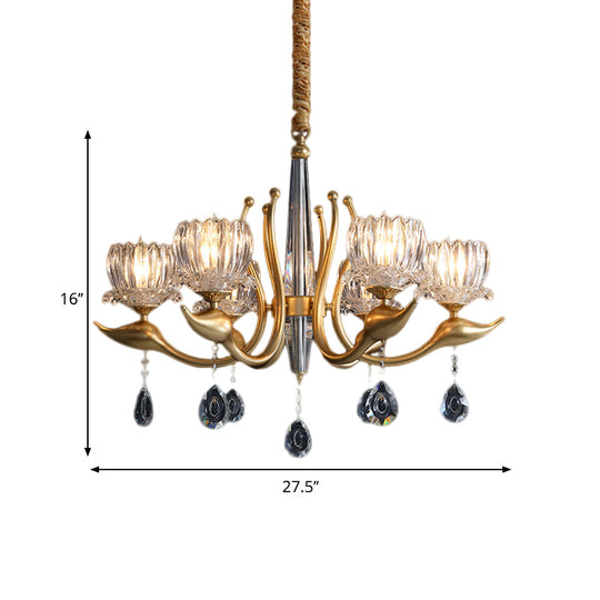Swirling Arms Crystal Floral Pendant Chandelier - Modern 6/8 Bulbs Elegant Draping Perfect For