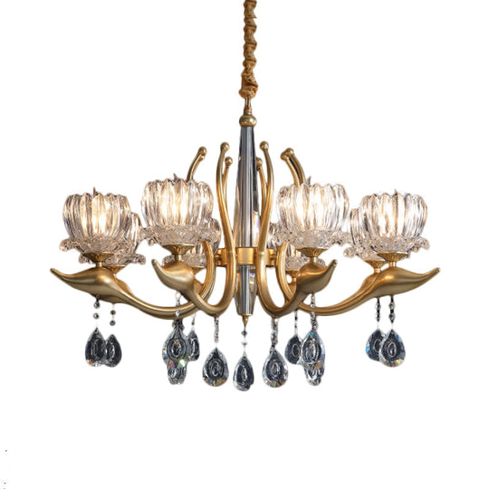 Swirling Arms Crystal Floral Pendant Chandelier - Modern 6/8 Bulbs Elegant Draping Perfect For