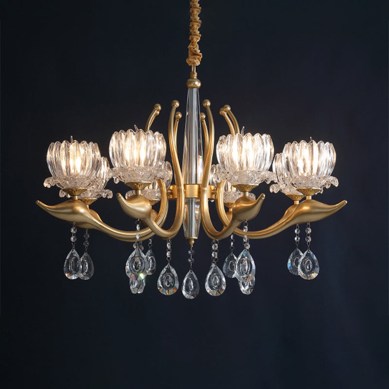 Swirling Arms Crystal Floral Pendant Chandelier - Modern 6/8 Bulbs Elegant Draping Perfect For