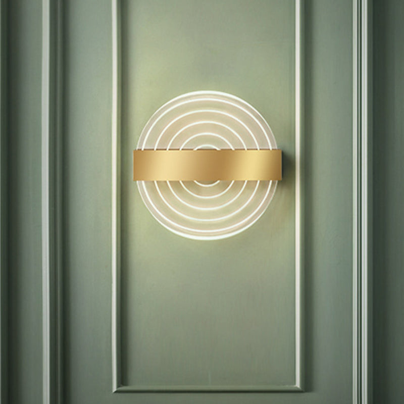 Modern Black/Gold Acrylic Circle Led Wall Sconce For Living Room Gold
