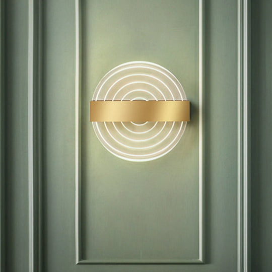 Modern Black/Gold Acrylic Circle Led Wall Sconce For Living Room Gold
