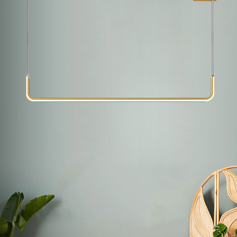 Simple Led Multi Ceiling Light With Metal Shade Black/Gold Linear Pendant In Warm/White