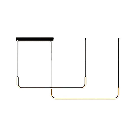 Simple Led Multi Ceiling Light With Metal Shade Black/Gold Linear Pendant In Warm/White