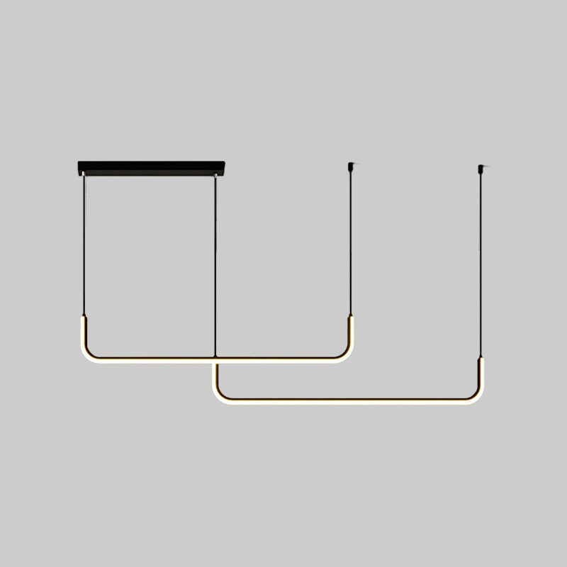 Simple Led Multi Ceiling Light With Metal Shade Black/Gold Linear Pendant In Warm/White