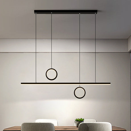 Black/Gold Metal Linear Led Chandelier Lamp - Multiple Hanging Lights Warm/White Glow Black / Warm