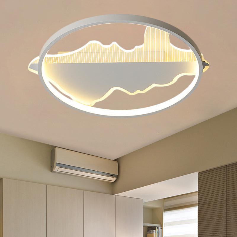 Modern Metal Flush Mount Led Ceiling Light In Black/White - Warm/White 16.5’/20.5’ Diameter